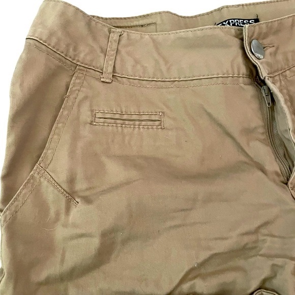Express editor Y2K khaki chino rolled hem shorts women’s vintage size 8 - Picture 5 of 8